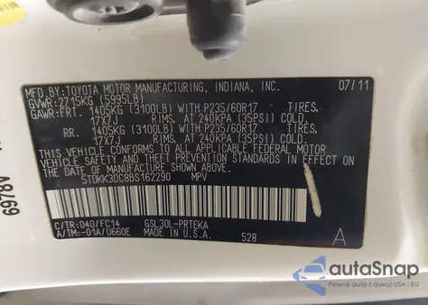 2011 Toyota Sienna Le V6 from USA, damaged, VIN 5TDKK3DC8BS162290